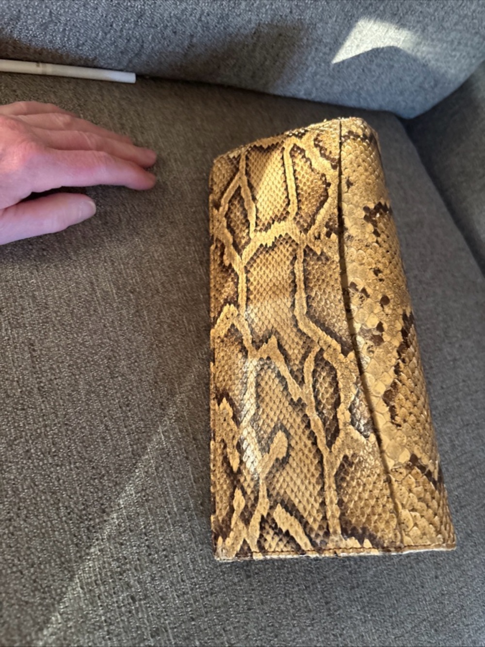 Vintage Gold Python-Pattern Wristlet Clutch